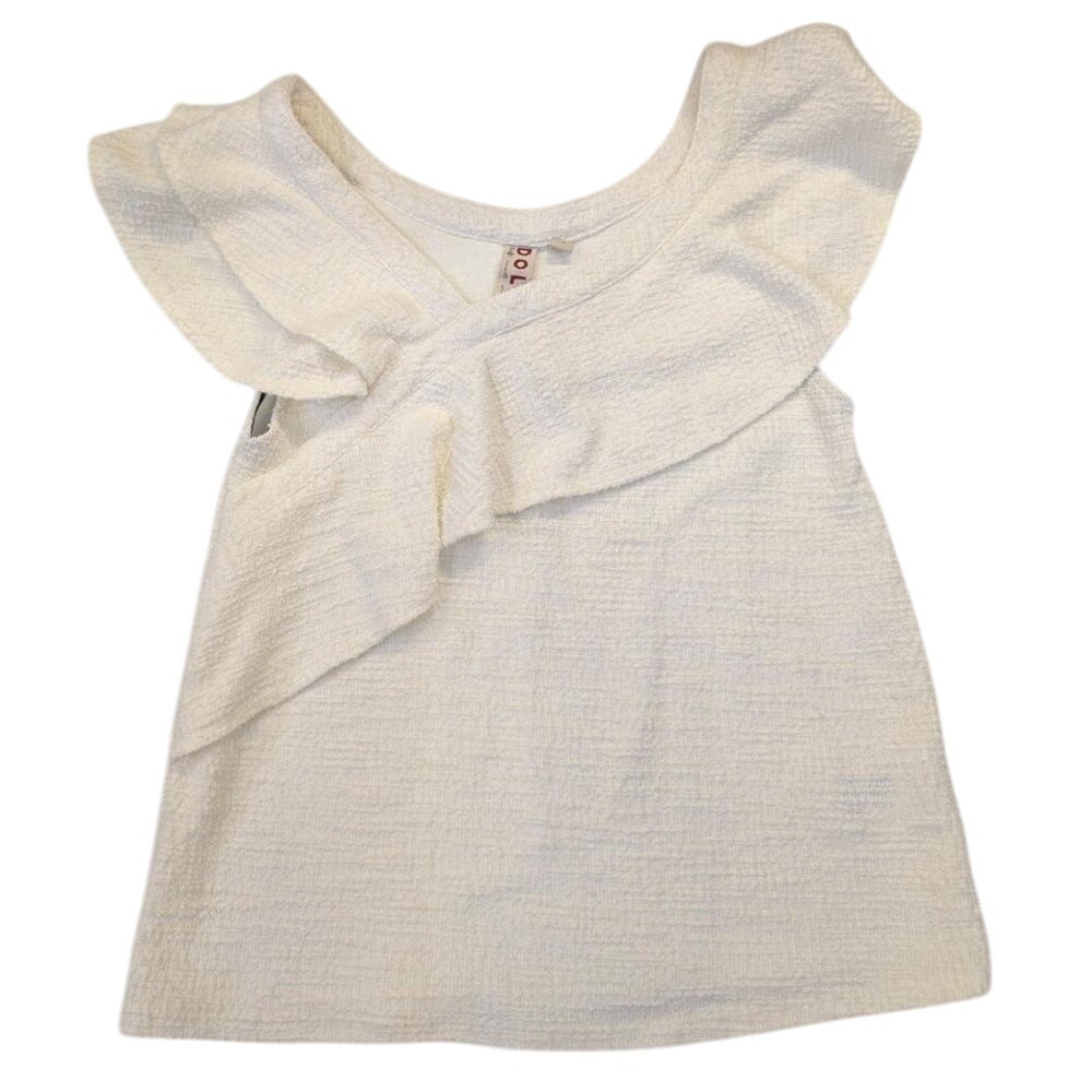 Anthropologie Dolan Left Coast Louisa Ivory Asymmetrical Ruffle V-Neck Blouse XS